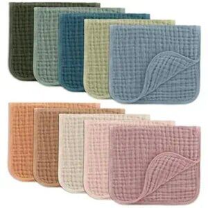 Comfy Cubs Muslin Burp Cloths Set (20”X10”, Pack of 10) Large 6-Layer Ultra